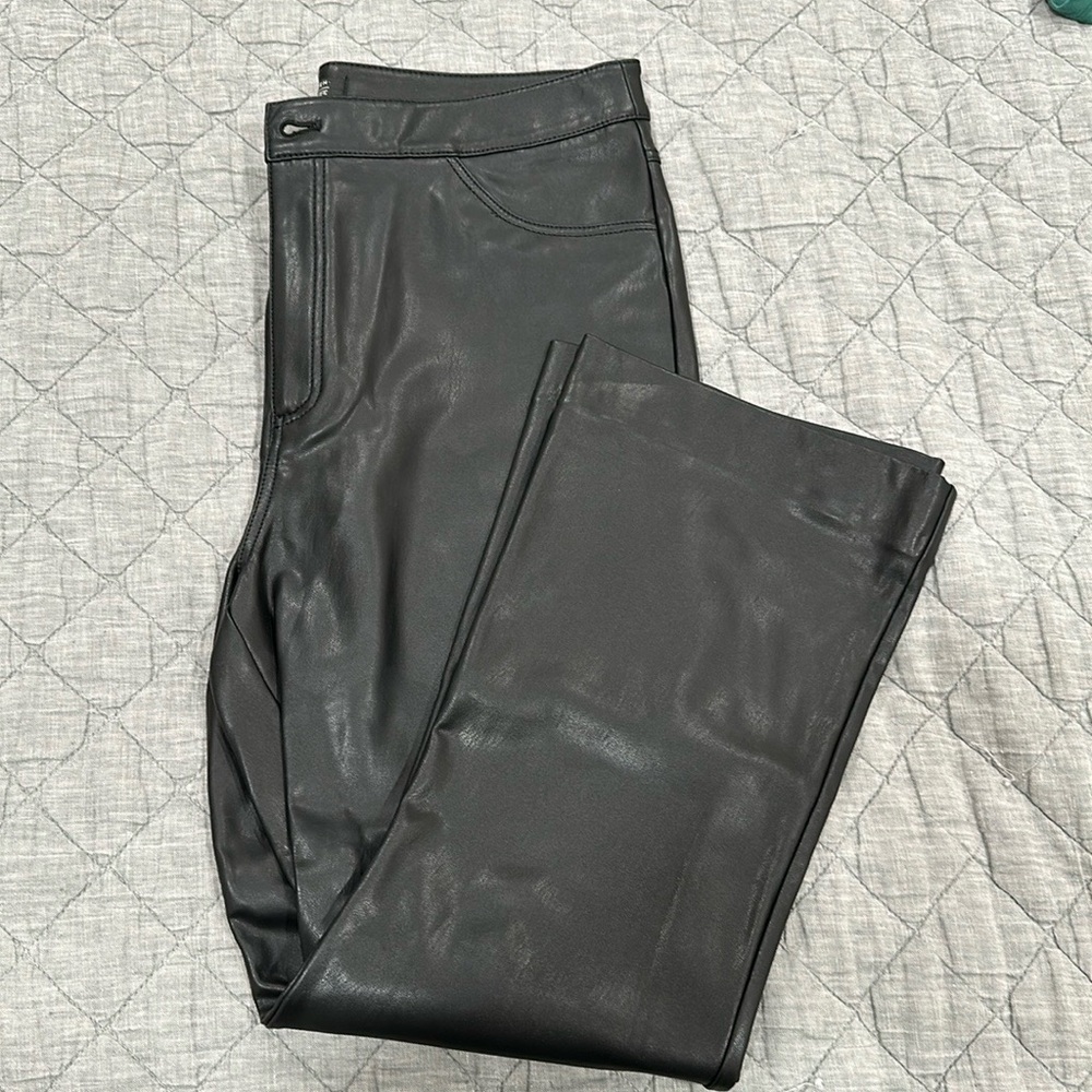 Halogen x Atlantic-Pacific Vegan Leather black pant